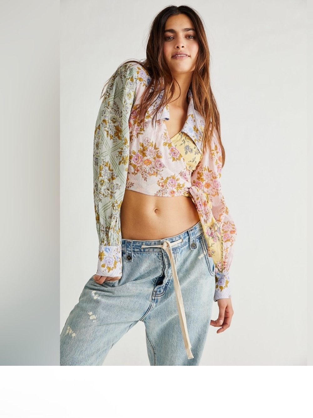 FREE PEOPLE Lucky Penny Wrap Top in Dahlia Combo SMALL